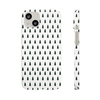 Printify winter forest snap case with small green pine tree pattern on white background