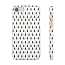 Printify winter forest snap case with green tree pattern on a white background for phone protection