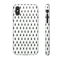 Printify winter forest snap case phone cover with black tree pattern on white background