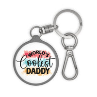 Printify travel accessories eco-friendly keyring tag with Worlds Coolest Daddy design