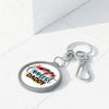 Printify eco-friendly keyring tag with Worlds Coolest Daddy design in silver metal