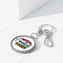 Printify eco-friendly keyring tag with Worlds Coolest Daddy design in silver metal