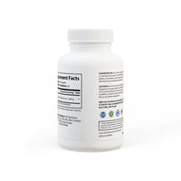 White bottle of vegan CoQ10 supplement by Printify showing supplement facts and usage instructions